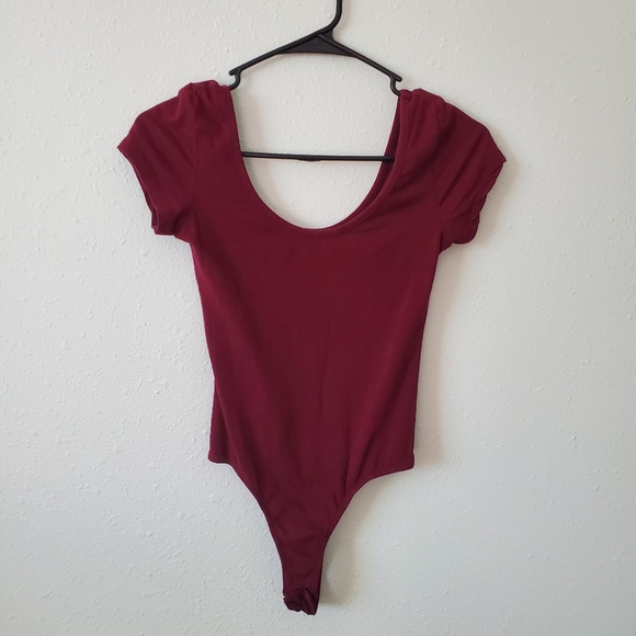 Kohl's Tops Kohls Maroon Short Sleeve Bodysuit M Poshmark
